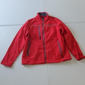 Chick Fil A Oobe Jacket Mens Medium Red Full Zip Soft Shell Fleece Lined Outdoor